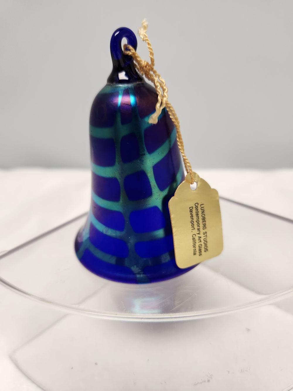Blue & Teal Handblown Glass Bell Ornament